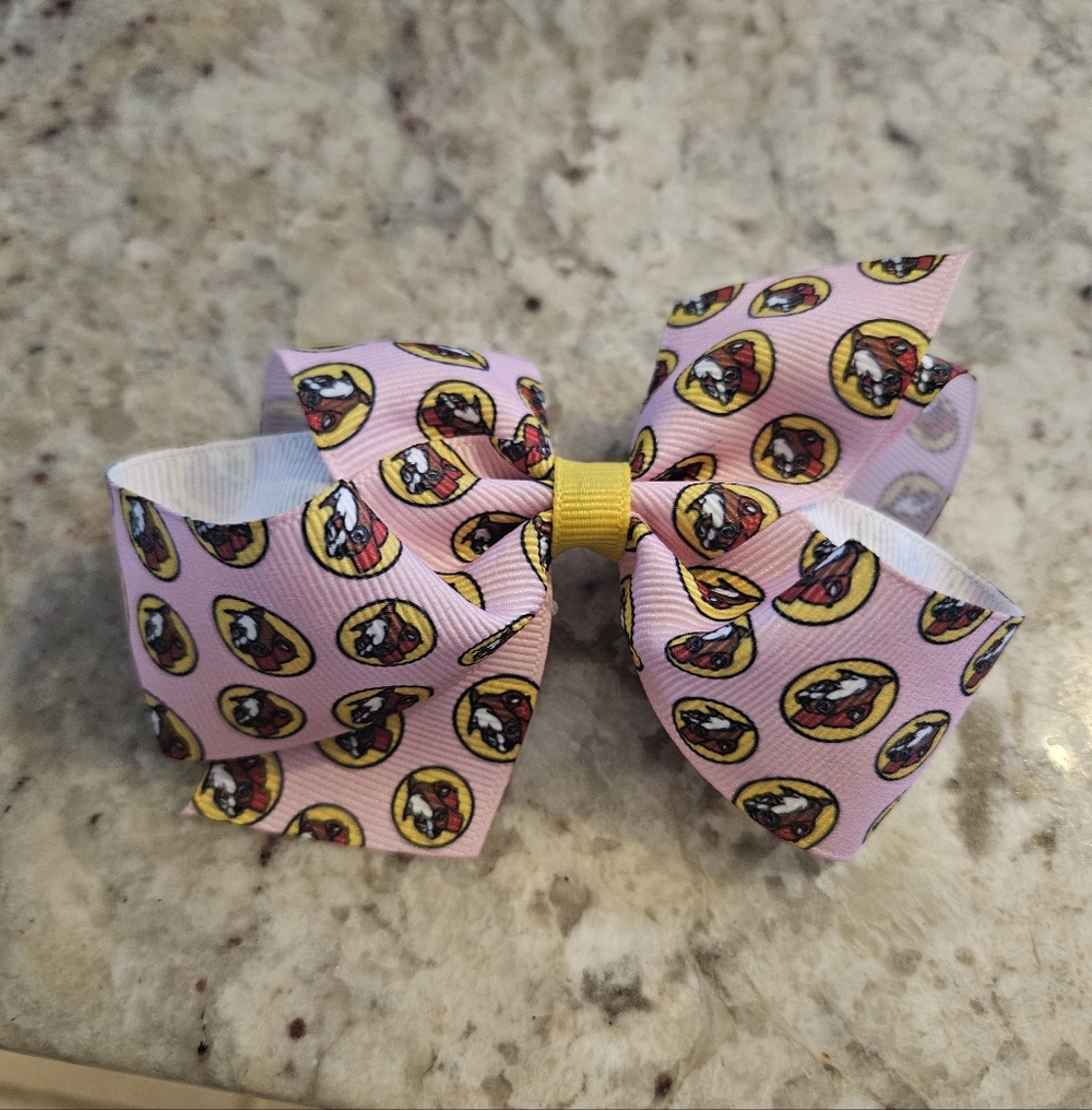 Buc-ee's Beaver Print Boutique-Style Bow Clip Medium